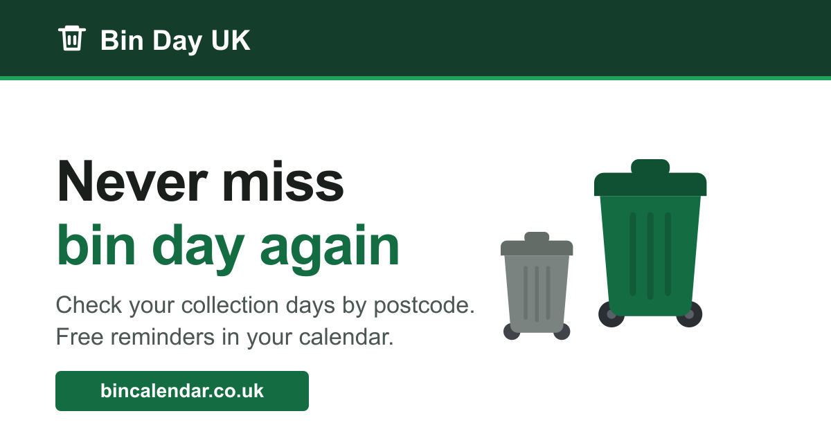 Bin Collection Days by Postcode – Add to Calendar | Bin Day UK